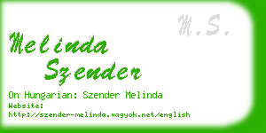 melinda szender business card